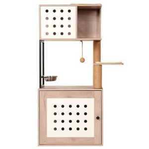 Multipet Cat Tree with Litter Box Enclosure, Large Hammock, Bed, Food Station, Scratching Posts - 1 of 4
