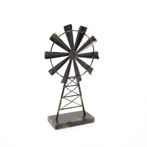 Farmlyn Creek Metal Windmill for Farmhouse Decor, Rustic Home Decorations (8 x 14 Inches) - 1 of 4