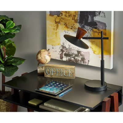Adjustable Black and Walnut LED Desk Lamp with Smart Switch