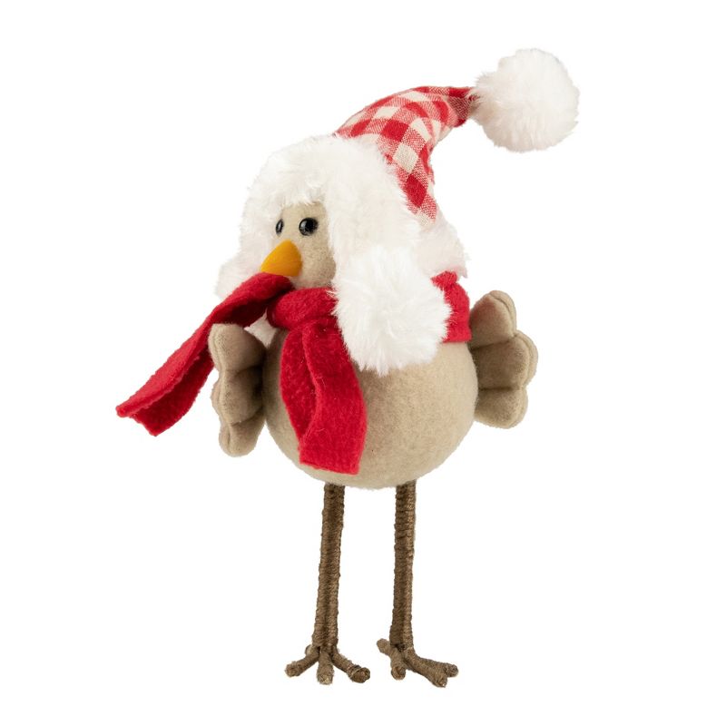 Northlight 8.5" Right Facing Standing Bird with Red Scarf and Plaid Hat Christmas Figure, 3 of 4
