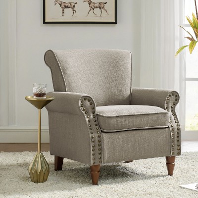 Cythnus Wingback Armchair with Removable Cushions with Nailhead Trim Design | ARTFUL LIVING DESIGN