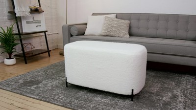 Distressed Brown Faux Leather Upholstered Bench with Black Metal Base