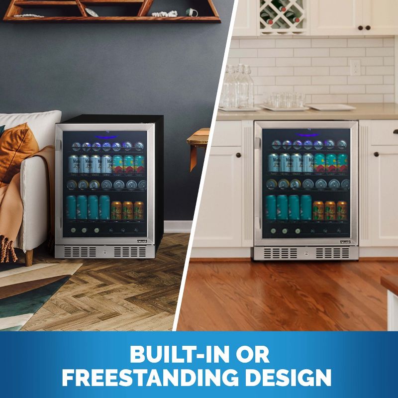 Newair 24" Built-in or Freestanding 177 Can Beverage Fridge with Precision Digital Thermostat, Adjustable Shelves, 2 of 7