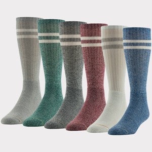 Signature Gold by GOLDTOE Men's Striped Modern Essential Retro Crew Socks 6pk - Blue/Gray/White 6-12.5 - 1 of 3