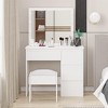 Vanity Desk, Makeup Vanity Desk with Touch Light Mirror, Power Outlet, Stool, and 4 Drawers, White - 2 of 4