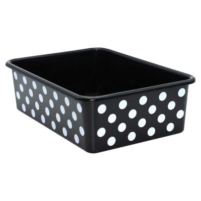 Teacher Created Resources White Polka Dots on Black Large Plastic Storage Bin (Pack of 2)