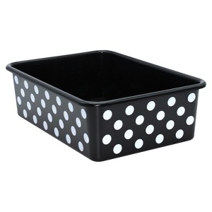 Teacher Created Resources White Polka Dots on Black Large Plastic Storage Bin (Pack of 2) - 1 of 1