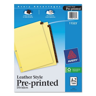 Avery Preprinted Red Leather Tab Dividers w/Clear Reinforced Edge 25-Tab Ltr 11323
