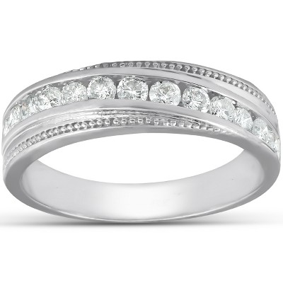 Pompeii3 1/2 Ct Mens Diamond Wedding Ring With Bead Accent High ...