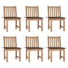 vidaXL Solid Teak Wood Patio Chairs with Taupe Cushions, Durable Garden Furniture Set, Smooth Sanded Finish, Blend into Any Living Space, Set of 6 - 2 of 4