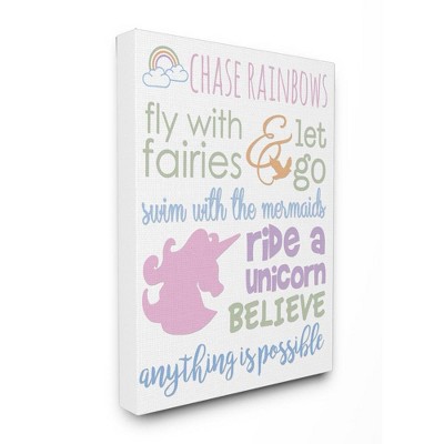 16"x1.5"x20" Chase Rainbows Believe Typography Stretched Canvas Wall Art - Stupell Industries
