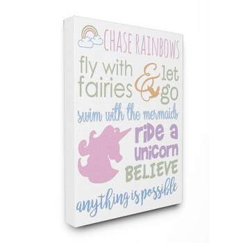 16"x1.5"x20" Chase Rainbows Believe Typography Stretched Canvas Kids' Wall Art - Stupell Industries