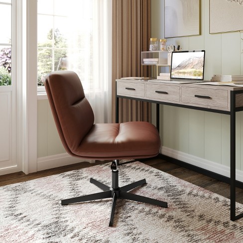 Merrick Lane Mid-Back Height-Adjustable Stationary Armless Swivel Office Chair - Padded Upholstered Wide Back and Seat, Strong Frame - image 1 of 4