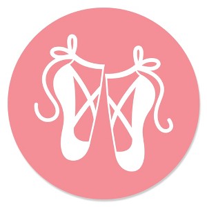 Big Dot of Happiness Tutu Cute Ballerina - Ballet Birthday Party or Baby Shower Circle Sticker Labels - 24 Count - 1 of 4