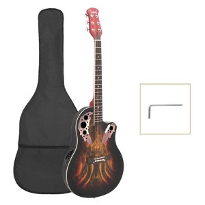 Karl Home GT102 41inch Full-Size EQ Cutaway Spruce Top Grape Voice Hole Round Back Acoustic-Electric Guitar Sunset - 1 of 4