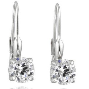 Pompeii3 5/8ct Lever Back Dangle Hoops 14K White Gold Earrings Lab Created - 1 of 4