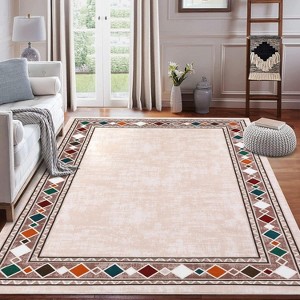 Area Rugs for Living Room Bedroom Non-Slip Washable Rugs Modern Bordered Large Area Rug Stain Resistant & Low - 1 of 4