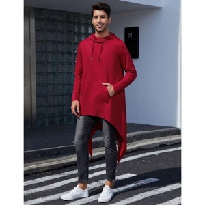 WhizMax Men's Hooded Cloak Casual Long Pullover Hoodie Cape Hip Hop Sweatshirt with Pocket - 1 of 4