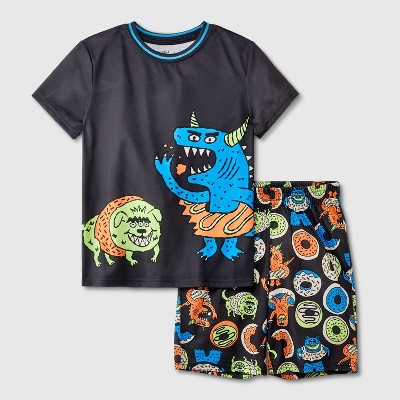 Boys' 2pc 'Donut Monsters' Short Sleeve Crew Pajama Set - Cat & Jack™ Gray L