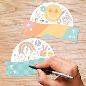 Big Dot of Happiness Retro Pastel - DIY Blank Paper Desk or Locker Labels - Classroom Name Tags - Set of 32 - 1 of 4
