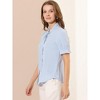 Allegra K Women's Work Office Button Down Puff Sleeve Tie Neck Top Shirt - 4 of 4