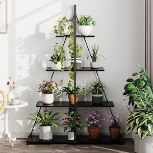4-Tier Book Shelf - A-Shaped Bookcase Storage Organizer, Sturdy Wood and Metal Bookshelf for Living Room, Home Office & Bedroom - 1 of 4