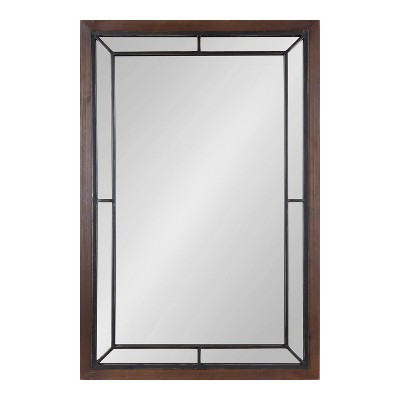 Audubon Rustic Brown Wood and Metal Rectangular Vanity Mirror