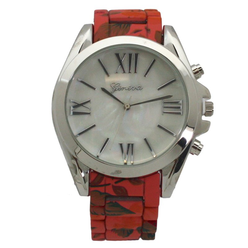OLIVIA PRATT COLORFUL AND FLORAL PRINT METAL WATCH, 1 of 9