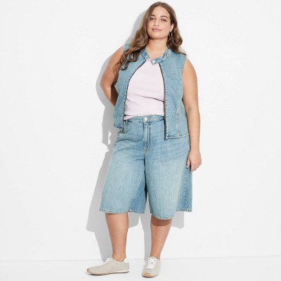 Women's Low-Rise Baggy Denim Skater Shorts - Wild Fable™