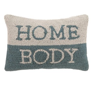 Cozy Hooked Pillow Cover Homebody Text Accent – 18 Inch by Manual Woodworkers and Weavers - 1 of 3