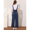Allegra K Women's High Waist Wide Leg Belted Button Long Overalls Jumpsuit - 3 of 4