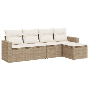 vidaXL Garden Sofa Set Beige PE rattan - 1 of 4
