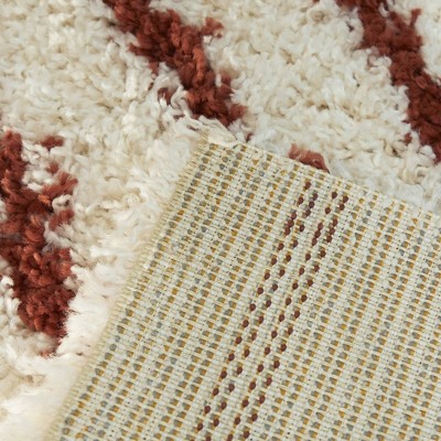 Janus Burnt Orange and Beige Geometric Shag Rug 8' x 10'