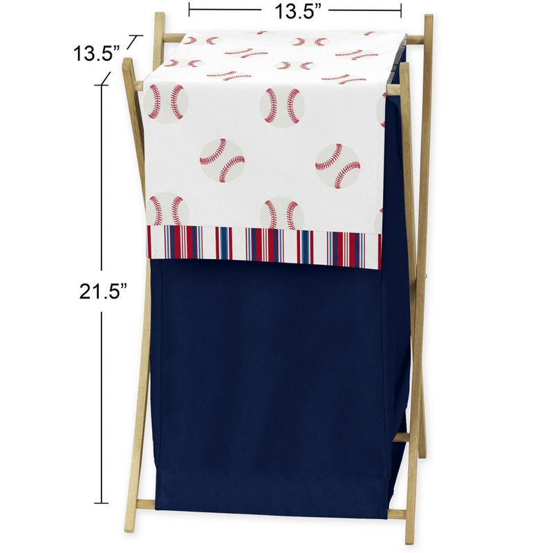 Sweet Jojo Designs Boy Laundry Hamper Baseball Patch Red White and Blue, 5 of 7
