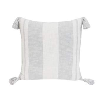 20"x20" Oversize Sophia Striped Printed Cotton Square Throw Pillow with Corner Tassel - Decor Therapy