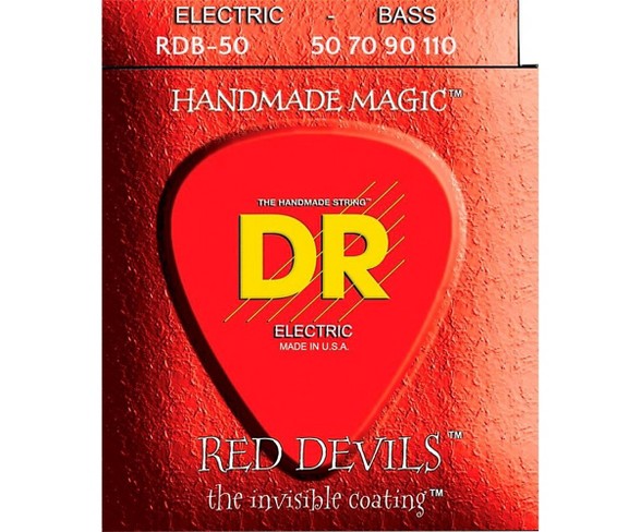 DR Strings RED DEVILS  Red Coated 4-String Bass Strings Heavy (50-110)
