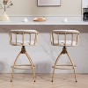 HDZNVF Set of 2 Swivel Counter Height Bar Stool, Fabric Seat with Water Transfer Printed Metal Frame, Beige - 4 of 4