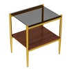 Syemin 2-Piece Rectangular Side Table Set, Double-Layer Coffee Table with Tempered Glass Top for Modern Living Room, Gray, 19.1"*15.35"*21.14" - 2 of 4