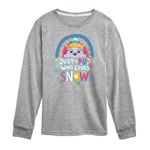 Boys' - Paw Patrol - Just A Pup Who Loves Snow Long Sleeve Graphic T-Shirt - 1 of 4