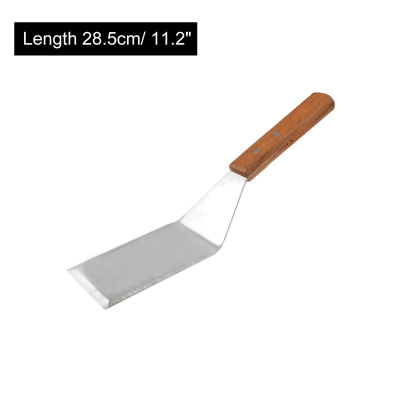 Unique Bargains Wood Handle Stainless Steel Smooth Wide Spatula Silver Tone 11.2" Long 1 Pc, 2 of 5