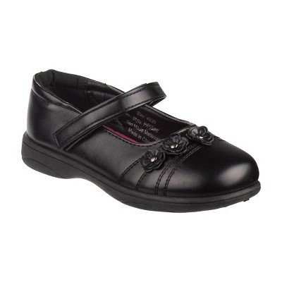 Petalia Girls' Flower Faux leather detail Tween School Shoe