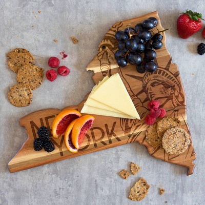 New York State Shaped Acacia Wood Cutting Board with Laser Engraving