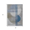 Denim Blue And Ivory Geometric Washable Indoor Outdoor Area Rug - 3 of 4
