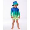 Deux par Deux Boy Printed Long Sleeve One-Piece Rashguard Vibrant Blue and Green Dino - 3 of 4