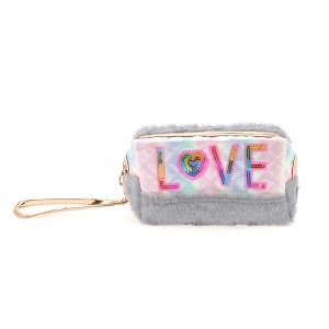 Unique Bargains Women's Portable Sequin LOVE Makeup Bag 1 Pc - 1 of 3