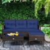 Tangkula Set of 3 3-Seat Sofa Cushioned Table Rattan Furniture Set Garden Patio - 2 of 4