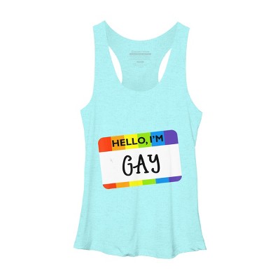 Adult Design By Humans Hello I'm Name Tag Rainbow Pride By MINHMINH Racerback Tank Top
