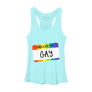 Adult Design By Humans Hello I'm Name Tag Rainbow Pride By MINHMINH Racerback Tank Top - 1 of 2