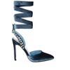 Wallis Blue Velvet Diamante Stud Tie Up Sandals - 2 of 4
