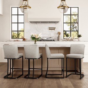 Captiva Designs 24 inch Height Bar Stool with Faux Leather & Padded Seat and Back & Sturdy Steel Frame - 1 of 4
